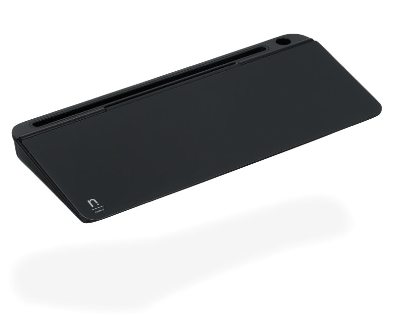 Midnight black version of the noter wedge desk organiser and premium desktop whiteboard.