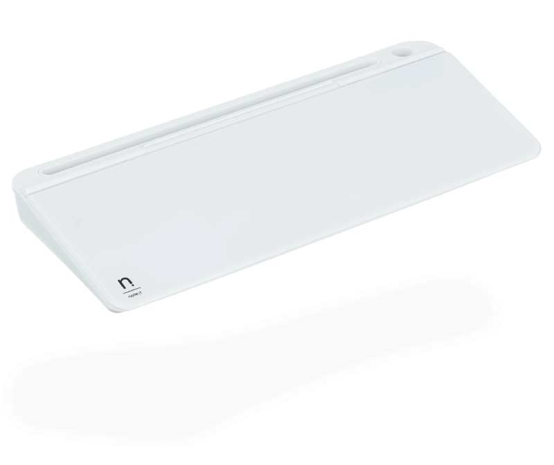 Brilliant White version of the noter wedge desk organiser and premium desktop whiteboard.